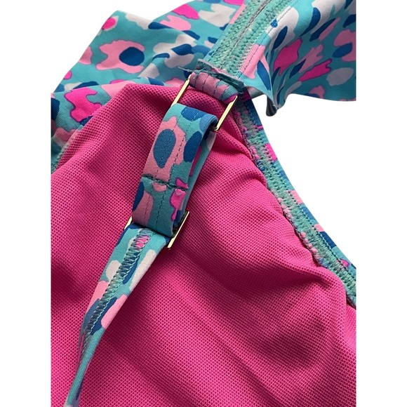 Lilly Pulitzer Delphie One Piece Swimsuit Blue Ibiza Hottie Dottie Ruffle 16 NEW - Picture 9 of 14